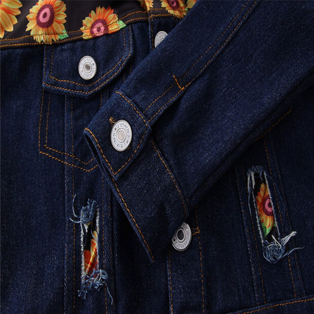 Baby Sunflower Pattern Denim Jacket