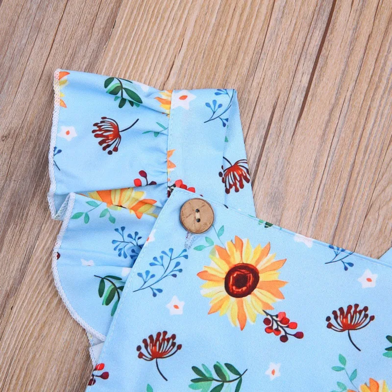 Baby Sunflower Pattern Strap Romper