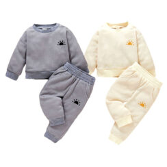 Plain Color Sunrise Embroidery Tracksuit with Sweatshirt & Pants Long Sleeve