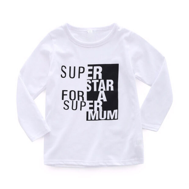 Baby Super Mum Letter Print T-Shirt & Jeans Long Sleeve 2 pcs Set - Image 3
