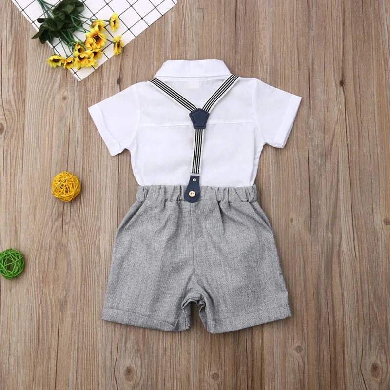 Suspenders Outfit with Bow Tie & Button Onesie Short Sleeve - Image 3