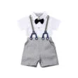 Suspenders Outfit with Bow Tie & Button Onesie Short Sleeve