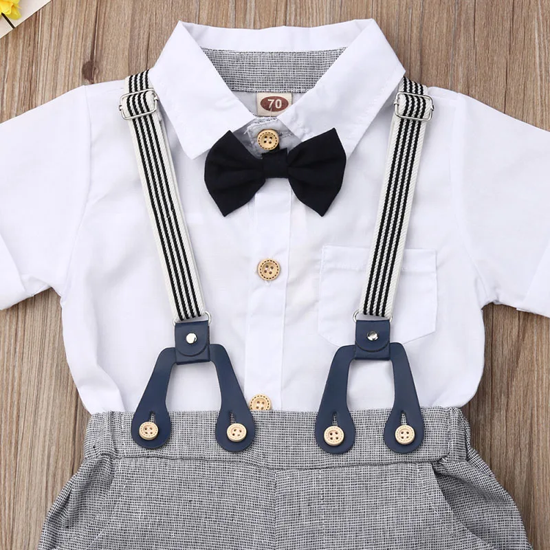 Suspenders Outfit with Bow Tie & Button Onesie Short Sleeve - Image 4