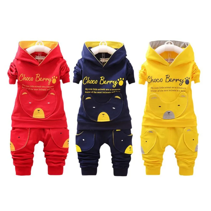 Teddy Bear Applique Hoodie & Jogger Pants Long Sleeve