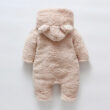 Baby Teddy Bear Design Fleece Hoodie Romper