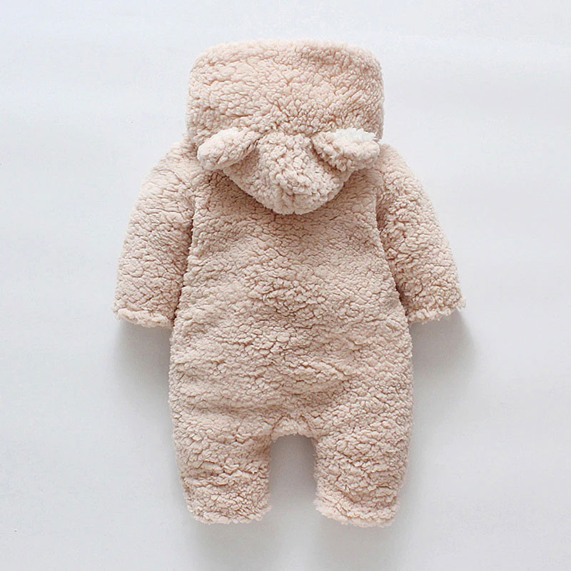 Teddy Bear Design Fleece Hoodie Romper - MyLoveHoney Baby Clothing