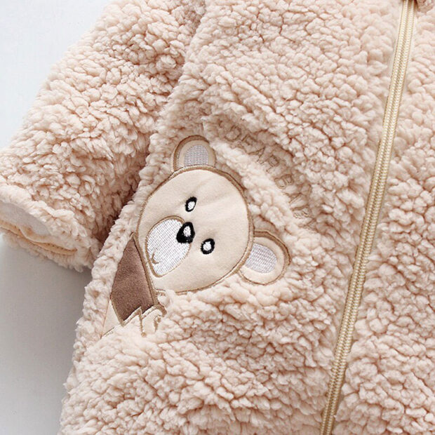 Teddy Bear Design Fleece Hoodie Romper Long Sleeve Outerwear - Image 5