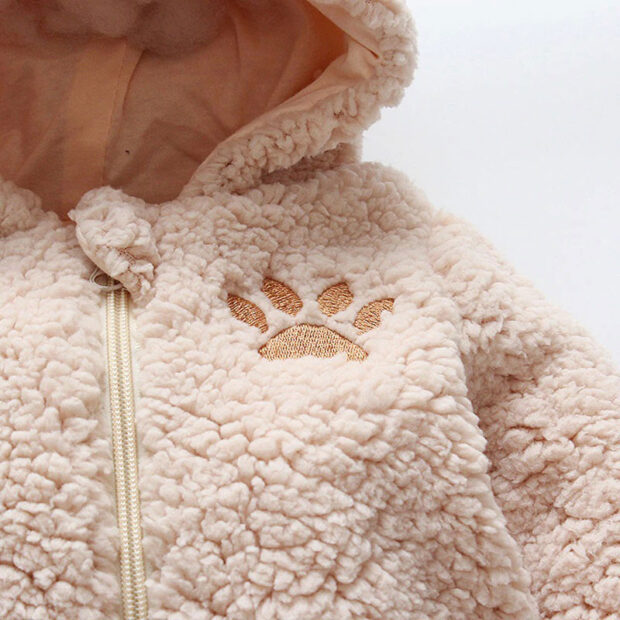 Teddy Bear Design Fleece Hoodie Romper Long Sleeve Outerwear - Image 4