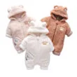 Teddy Bear Design Fleece Hoodie Romper Long Sleeve Outerwear