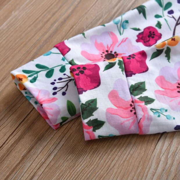 Baby Girl Text Print Onesie, Flower Pants, Ribbon Headband 3 pcs - Image 8