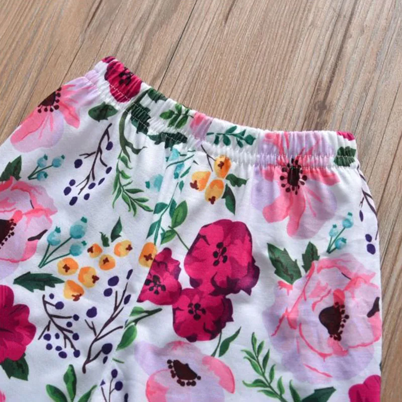 Baby Girl Text Print Onesie, Flower Pants, Ribbon Headband 3 pcs - Image 6