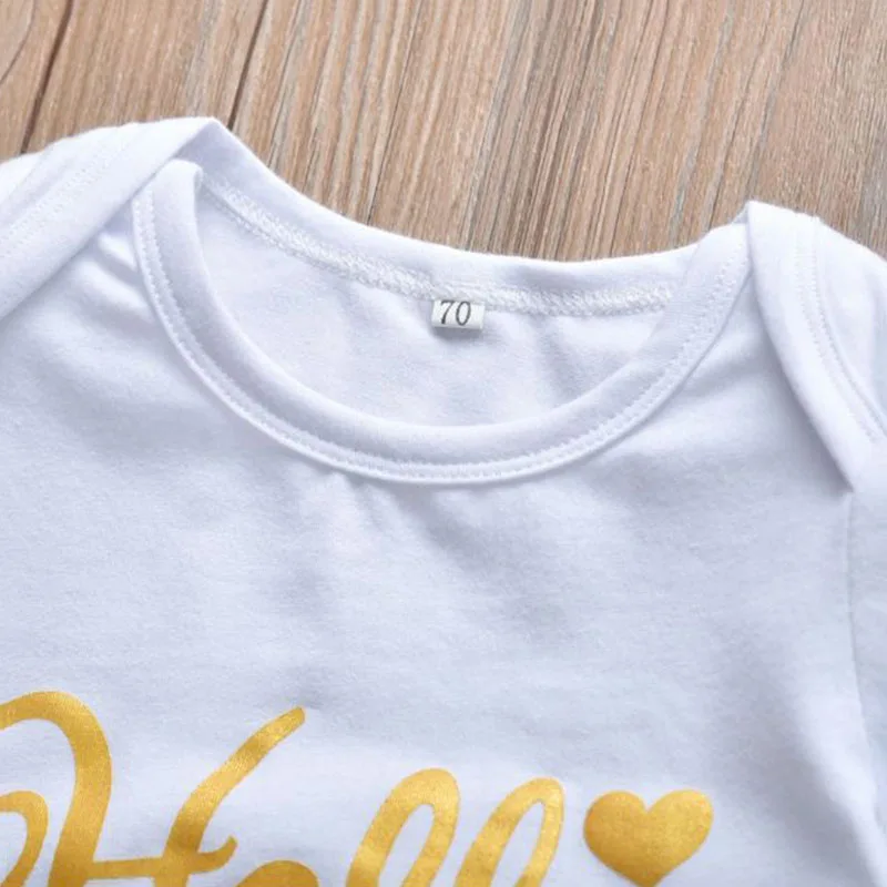 Baby Girl Text Print Onesie, Flower Pants, Ribbon Headband 3 pcs - Image 3