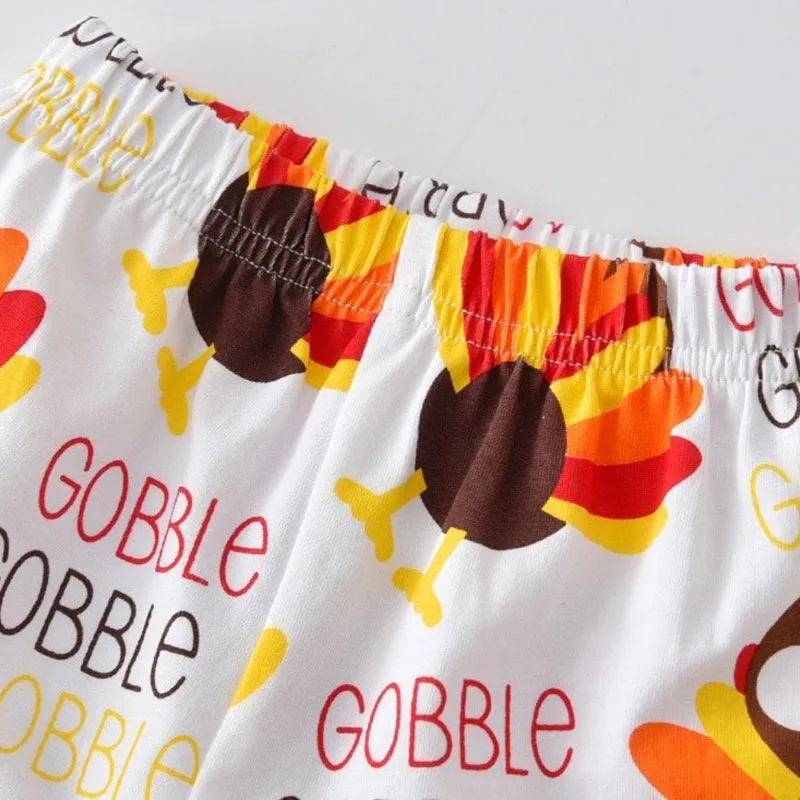 Baby Boy's & Girl's Thanks Giving Turkey Onesie Bodysuit Long Sleeve Cartoon Print, Pullover Pants, and Hat Outfit - Image 5