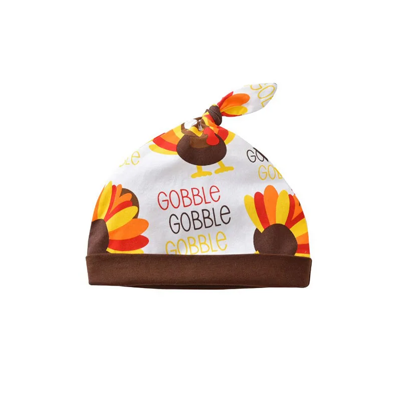 Baby Boy's & Girl's Thanks Giving Turkey Onesie Bodysuit Long Sleeve Cartoon Print, Pullover Pants, and Hat Outfit - Image 7