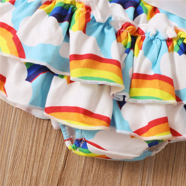 There's a Rainbow of Hope After Storm Onesie with Stripe Diaper Cover & Headband Short Sleeve Outfit - Image 6