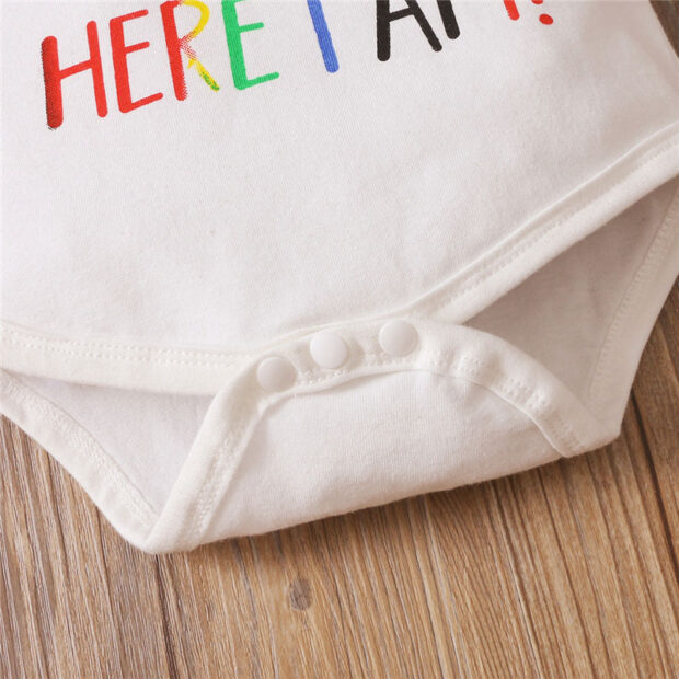 There's a Rainbow of Hope After Storm Onesie with Stripe Diaper Cover & Headband Short Sleeve Outfit - Image 4