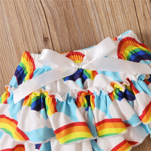 There's a Rainbow of Hope After Storm Onesie with Stripe Diaper Cover & Headband Short Sleeve Outfit - Image 5