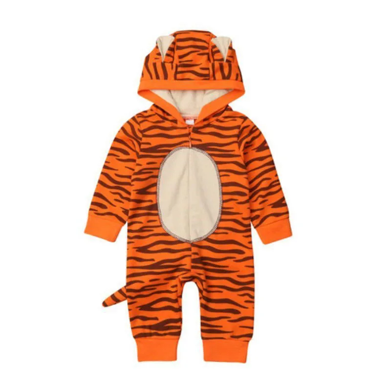 Long Sleeves Tiger Panther Dressup Hoodie Costume Jumpsuit