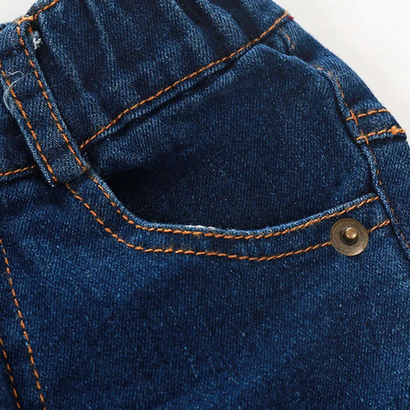 Toddler Boy Solid Corduroy Button Shirt & Denim Jeans with Stripe Pattern Tie Outfit - Image 7