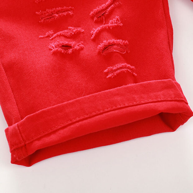 Toddler Boy Emblem Embroidery Stripe Button Shirt & Ripped Shorts - Image 8