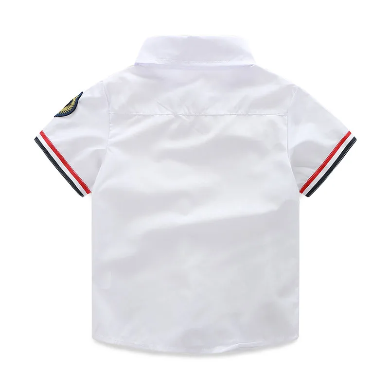 Toddler Boy Emblem Embroidery Stripe Button Shirt & Ripped Shorts - Image 3