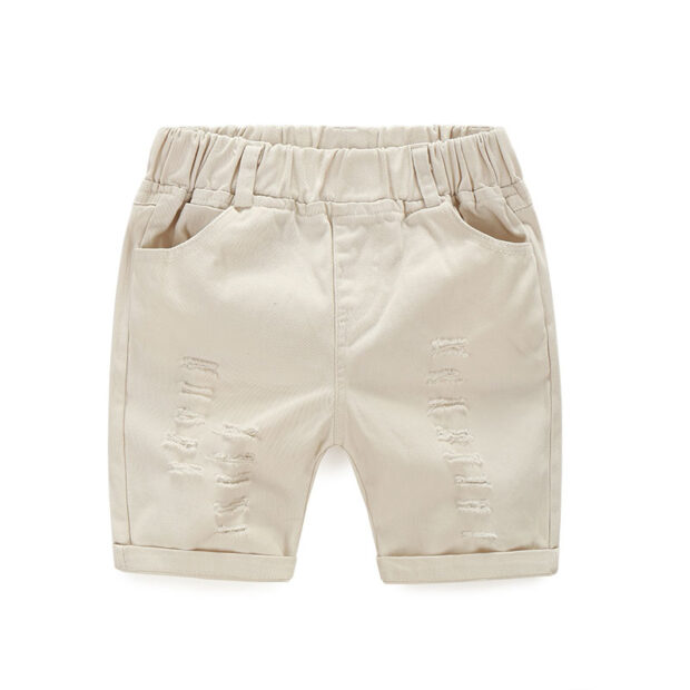Toddler Boy Floral Leaf Pattern Polo Shirt & Ripped Shorts Short Sleeve - Image 5