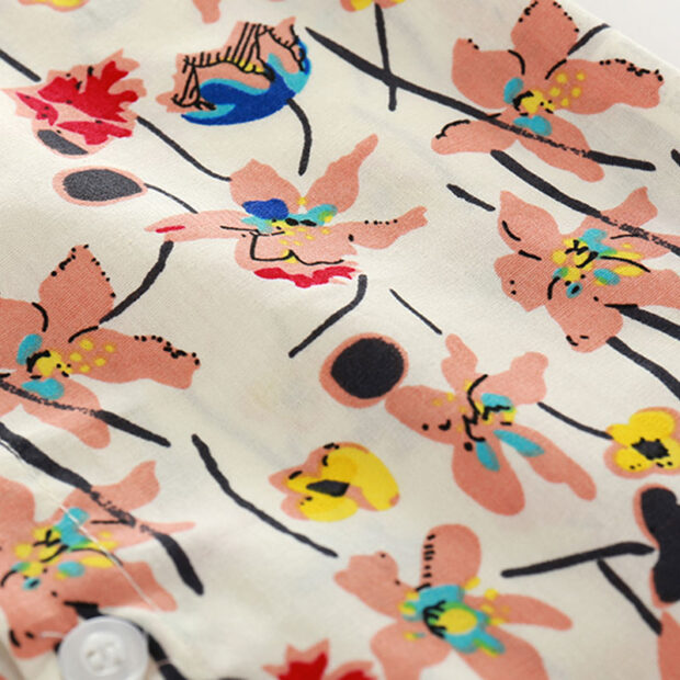 Toddler Boy Lily Flower Pattern Button Shirt & Ripped Shorts with Bow Tie Short Sleeve - Image 4