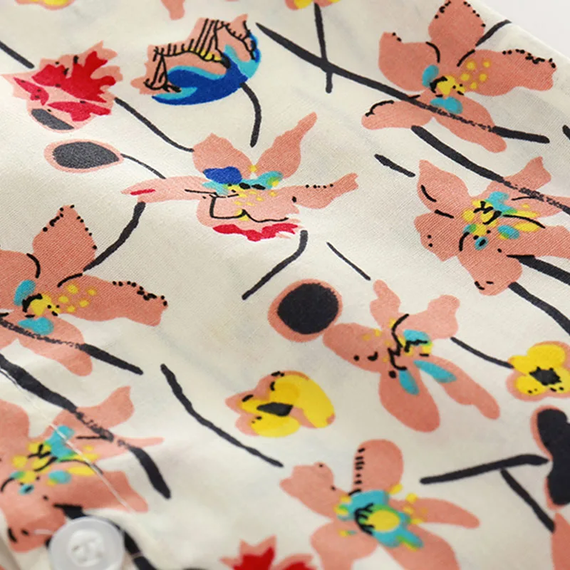 Toddler Boy Lily Flower Pattern Button Shirt & Ripped Shorts with Bow Tie Short Sleeve - Image 4