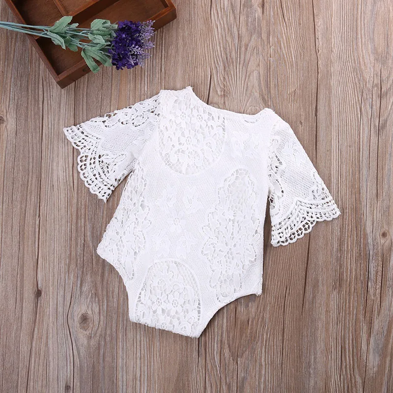 White Floral Lace Tulle One-Piece Bodysuit - Image 3