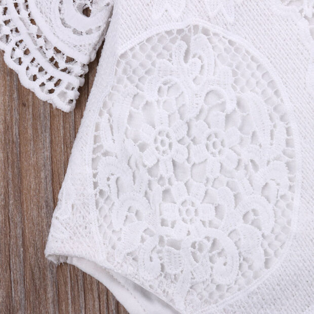 White Floral Lace Tulle One-Piece Bodysuit - Image 5