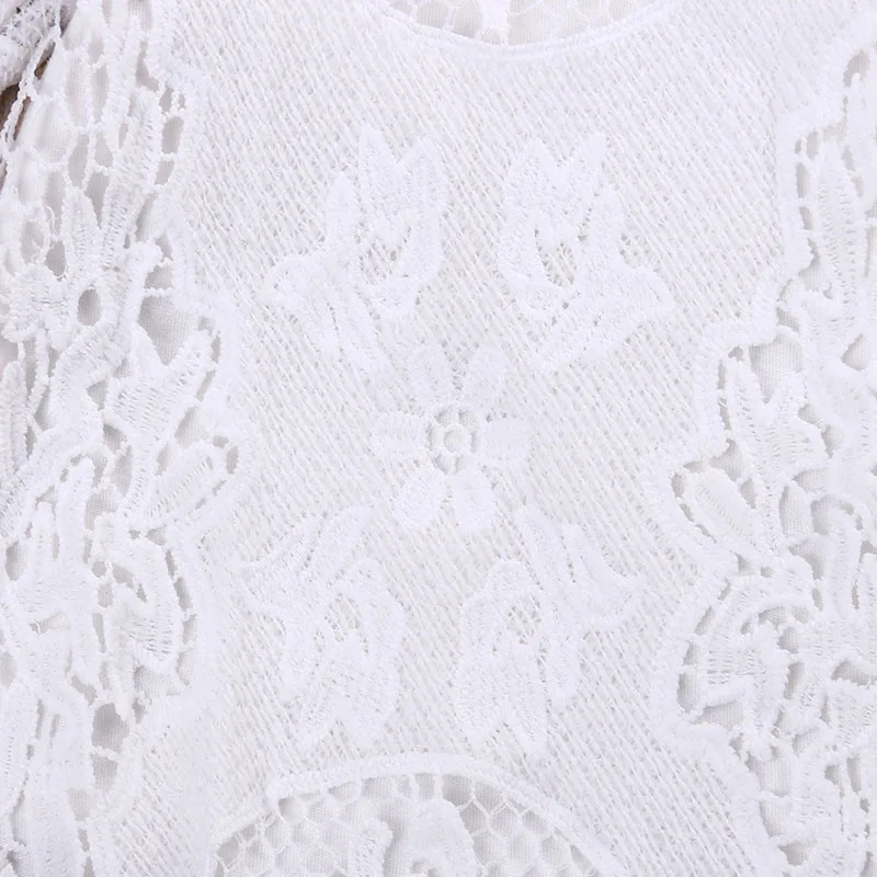 White Floral Lace Tulle One-Piece Bodysuit - Image 6