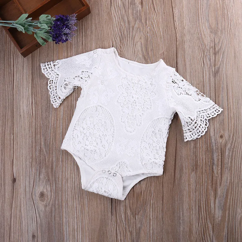 White Floral Lace Tulle One-Piece Bodysuit - Image 2