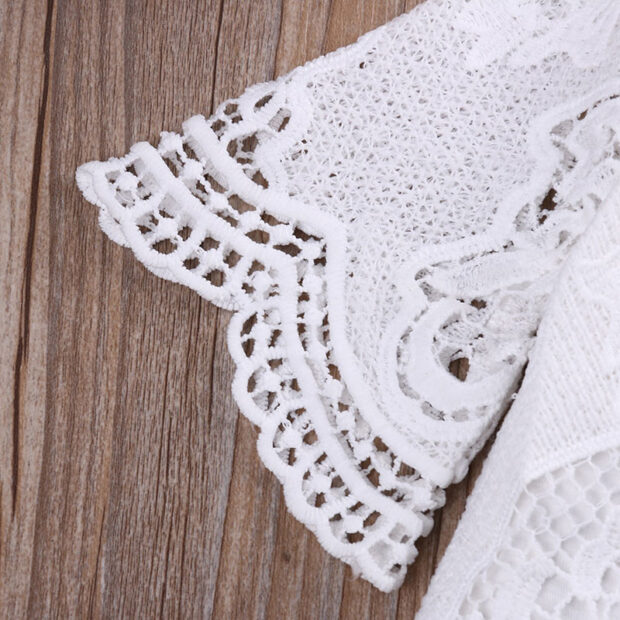 White Floral Lace Tulle One-Piece Bodysuit - Image 4