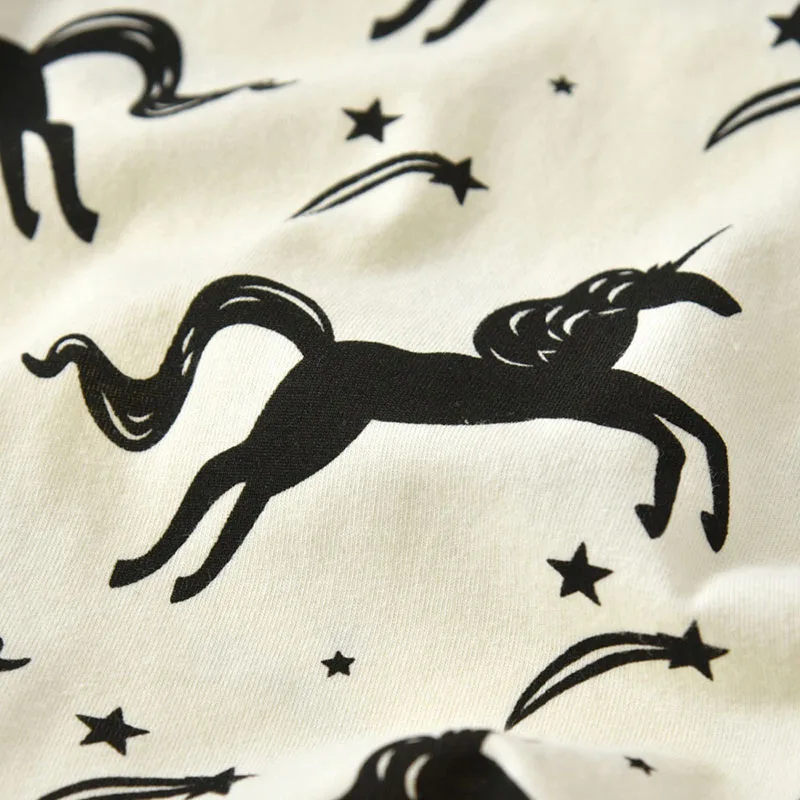 Fantasy Unicorn Print Long Sleeves Bodysuit Sweatpants Outfit - Image 3