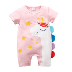 Unicorn Print Pajamas Romper Short Sleeve