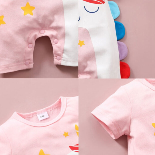 Unicorn Print Pajamas Romper Short Sleeve - Image 3