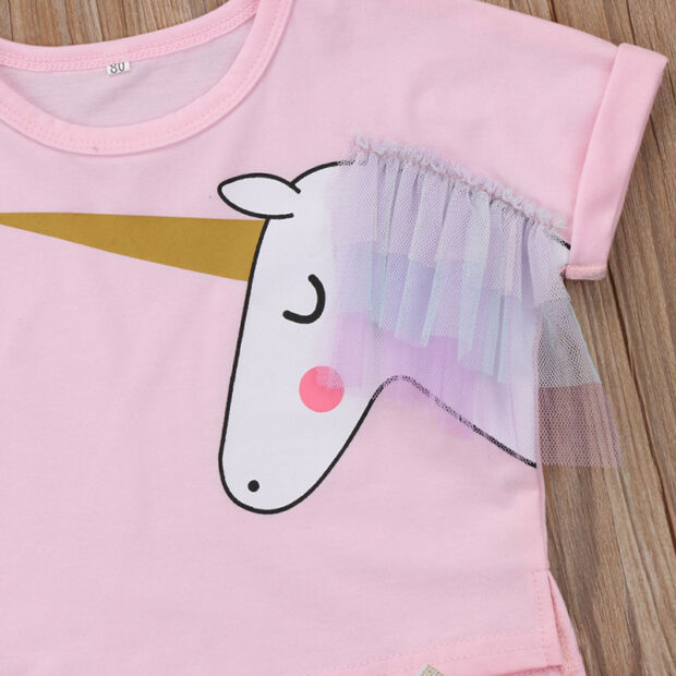 Baby Short Sleeve Unicorn Print T-Shirt & Tulle Dress Outfit