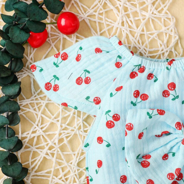 Baby Variable Cherry Print Ribbon Romper