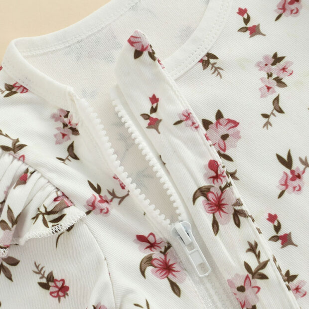 Variable Flower Pattern Zipper Romper Long Sleeve - Image 4