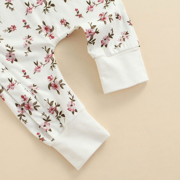 Variable Flower Pattern Zipper Romper Long Sleeve - Image 6
