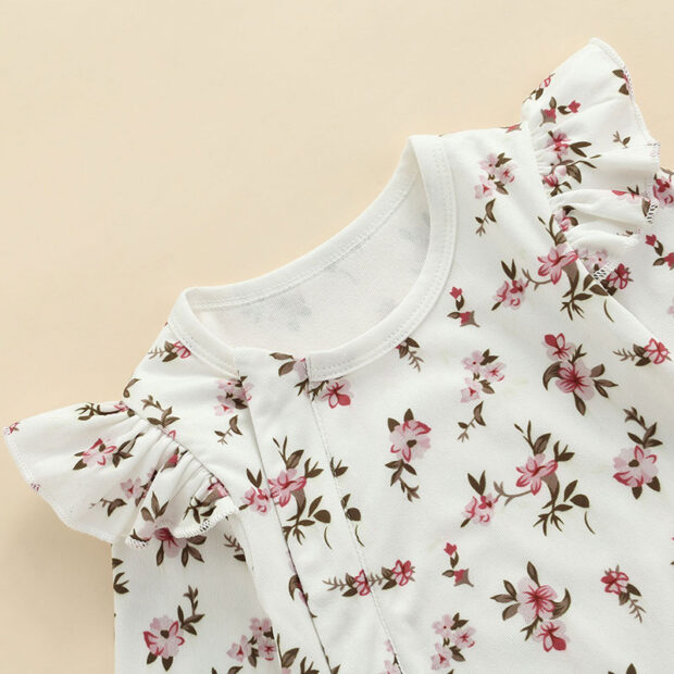 Variable Flower Pattern Zipper Romper Long Sleeve - Image 3