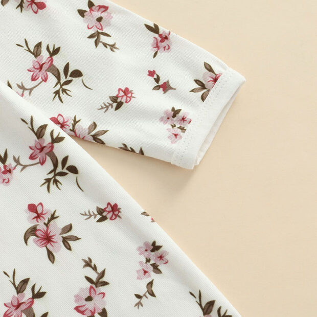 Variable Flower Pattern Zipper Romper Long Sleeve - Image 5