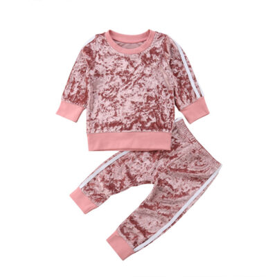 Velvet Color Track Outfit with Pullover & Pants Long Sleeve