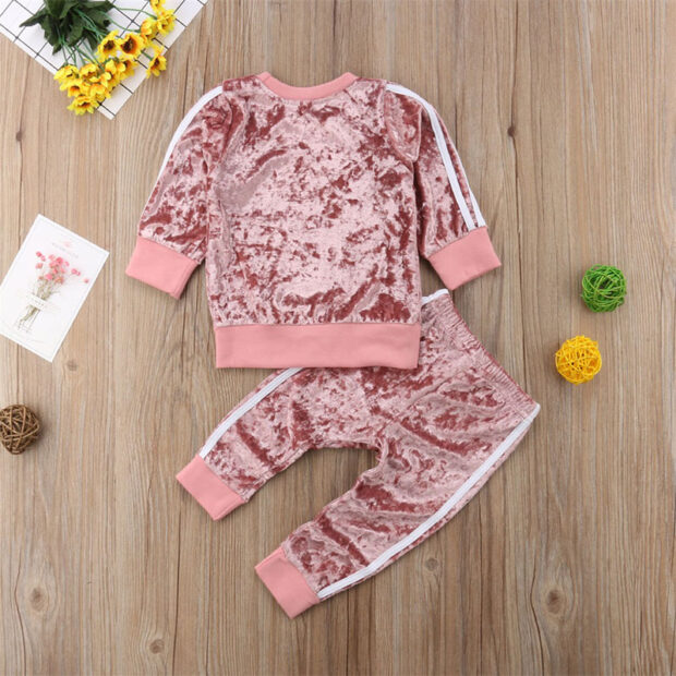 Velvet Color Track Outfit with Pullover & Pants Long Sleeve - Image 2