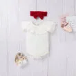 Velvet Ribbon Suspender Dress & Ribbed Pattern Onesie Short Sleeve - Image 3