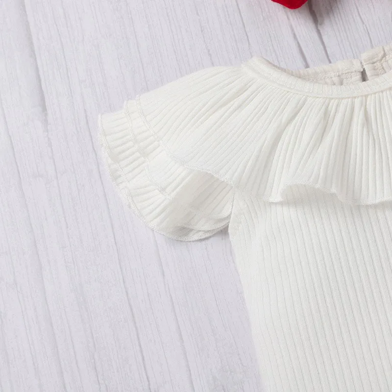 Velvet Ribbon Suspender Dress & Ribbed Pattern Onesie Short Sleeve - Image 4