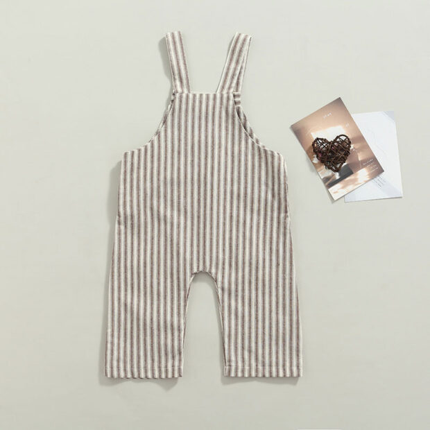 Baby Vertical Stripe Overalls Long Sleeve