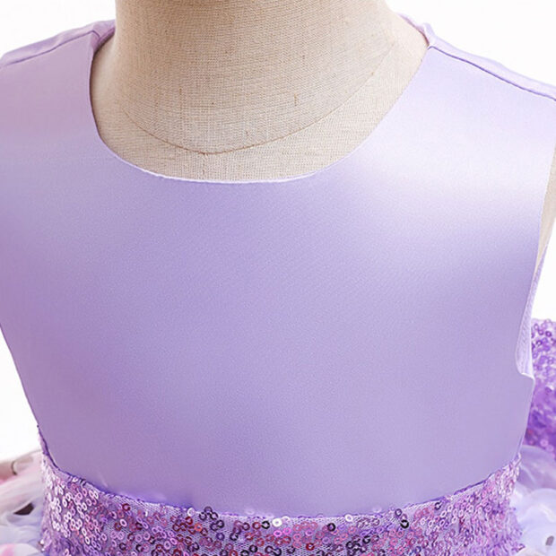 Wedding Butterfly Flower Design Dress Sleeveless with Shimmering Ribbon Bow Headband - Image 5