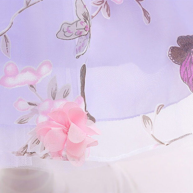 Wedding Butterfly Flower Design Dress Sleeveless with Shimmering Ribbon Bow Headband - Image 8