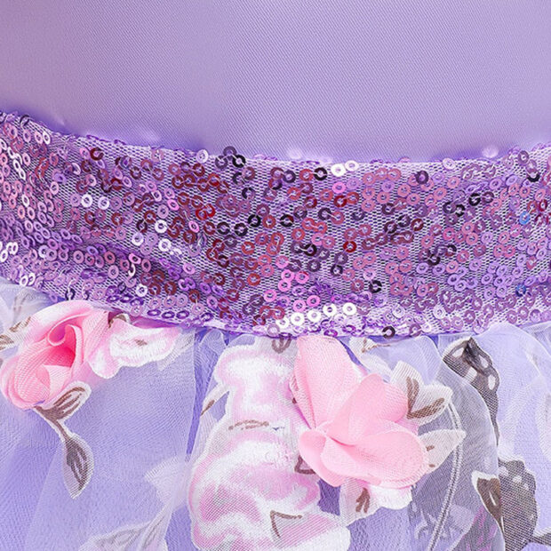 Wedding Butterfly Flower Design Dress Sleeveless with Shimmering Ribbon Bow Headband - Image 7